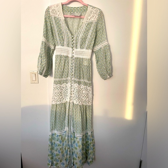 Temptation Positano classic Positano linen blend maxi dress cashmere green - Picture 4 of 8